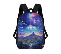 sinyumoney Fantasy Cityscape with Rainbow Skyfall School Backpack Water Resistant Travel Backpack Computer Bag for Men, Women & Teenage Boys 17inch