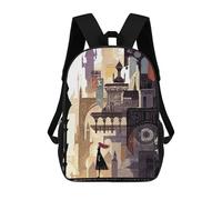 sinyumoney Fantasy Cityscape with Woman Backpack School High Secondary School Bags Casual Backpack for Men, Women & Teenage Boys 17inch