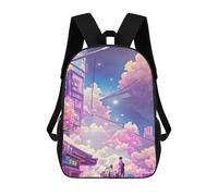 sinyumoney Fantasy Cloud Cityscape Children's School Backpack 3D Printed for Kids Travel Rucksacks Book Bags for Boys Elementary School Students 17inch