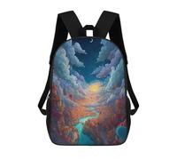 sinyumoney Fantasy Cloud Cityscape School Backpack Lightweight Airport College Students Back Pack for Boys/Girls/Teenagers 17inch