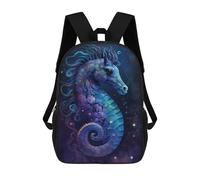 sinyumoney Fantasy Cosmic Seahorse Art Print Backpack School Bag Lightweight Casual Daypack School Backpacks for School/Work/Travel 17inch