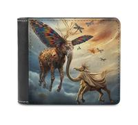 sinyumoney Fantasy Creatures in Flight 3D Print Wallet Slots ID Window RFID Blocking Banknote Compartments Slim Elegant Leather Wallet Youth Guys 11.7cm*9.5cm