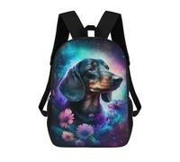 sinyumoney Fantasy Dachshund with Flowers Backpack School Bag Large Lightweight Casual Backpack for Campus Outdoor Travel Sports 17inch