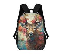 sinyumoney Fantasy Deer with Flowers School Backpack 3D Printed Children's 17inch Backpacks Bag Bookbag for Kids Boy Girl Book Bags Kids School Bag Travel Rucksacks