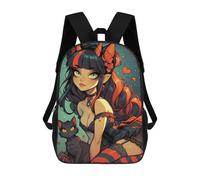 sinyumoney Fantasy Devil Girl with Cat Rucksack Water Resistant Computer Rucksack for Camping Outdoor Adventures And Daily Travel 17inch
