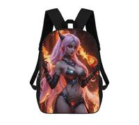 sinyumoney Fantasy Devil Woman with Flames Children's Backpack, 17 Inch 3D Printed School Backpack, Backpack Cartoon Adjustable School Bag for Primary School