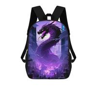 sinyumoney Fantasy Dragon Cityscape Children's Backpacks School Backpack 3D Printed for Kids Travel Rucksacks Book Bags Kids 17inch School Bag