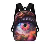 sinyumoney Fantasy Eye Floral Fusion 3D Printed Children's School Backpack for Kids High Capacity Travel Rucksacks Book Bags Kids School Bag Back Pack 17inch