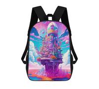 sinyumoney Fantasy Floating Cityscape 3D Printed School Bag Children's School Backpack Schoolbags Travel Backpacks Casual Fashion Bag for Kids School Students 17inch