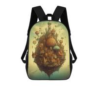 sinyumoney Fantasy Floating Island -2 Backpacks Kids School Backpack School Bag 3D Printed School Bag for Boys Elementary And Middle School Students 17inch