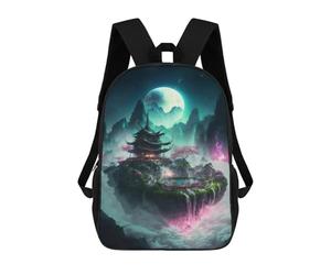 sinyumoney Fantasy Floating Island with Pagoda Backpack School Bag Lightweight Airport College Students Back Pack for School/Work/Travel 17inch