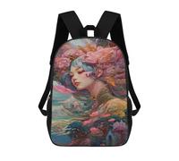 sinyumoney Fantasy Floral Fantasy Artwork School Backpack for Girls 17inch Casual Daypack Lightweight Rucksack Boy Girl Backpack for Middle School Students