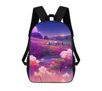 sinyumoney Fantasy Floral Field Sunset Backpack School Rucksack Casual Daypacks School Work Travel Bag for Boys/Girls/Teenagers 17inch