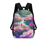 sinyumoney Fantasy Floral Pathway School Bag 3D Printed Children's School Backpack Casual Fashion Travel Backpacks for Kids School Students 17inch
