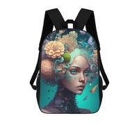 sinyumoney Fantasy Floral Portrait -2 Backpack School High Secondary School Bags Casual Backpack for Teenage Girls Boys Women Men 17inch