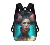 sinyumoney Fantasy Floral Portrait -3 Kids School Backpack School Bag 3D Printed School Bag for Boys Elementary And Middle School Students 17inch