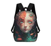 sinyumoney Fantasy Floral Portrait Backpacks Kids School Backpack School Bag 3D Printed School Bag for Boys Elementary And Middle School Students 17inch