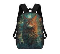 sinyumoney Fantasy Forest Cat Art Print School Bags School Secondary High School College Backpack Travel for Boys/Girls/Teenagers 17inch