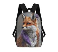 sinyumoney Fantasy Fox with Purple Feather Necklace School Backpack Fashion Stationery Backpack Waterproof Casual Daypacks for Men/Women 17inch