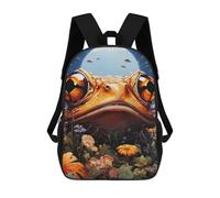 sinyumoney Fantasy Frog in A Flower Garden 3D Printed School Bag Children's School Backpack Schoolbags Travel Backpacks Casual Fashion Bag for Kids School Students 17inch