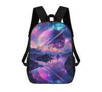 sinyumoney Fantasy Galaxy Reflections -2 Kids School Backpack 3D Printed Fashion School Bag Casual School Bag for Boys Elementary And Middle School Students 17inch