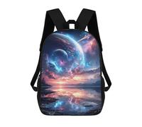sinyumoney Fantasy Galaxy Reflections Backpacks Kids 17inch School Backpack School Bag 3D Printed School Bag for Boys Elementary And Middle School Students