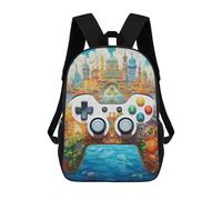 sinyumoney Fantasy Game Controller Artwork-5 Backpacks 3D Printed Kids School Backpack School Bag Fashion Rucksacks for Boys Elementary And Middle School Students 17inch