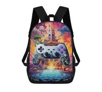 sinyumoney Fantasy Game Controller Artwork -5 Backpacks 3D Printed School Bag Casual Kids Fashion School Bag for Boys Middle School Students School 17inch
