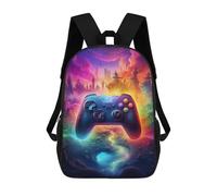 sinyumoney Fantasy Game Controller Artwork -7 Kids School Backpack 3D Printed Fashion School Bag Casual School Bag for Boys Elementary And Middle School Students 17inch