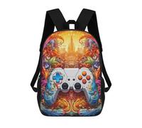 sinyumoney Fantasy Game Controller Artwork Fashion Student School Backpack Suitable for Boys Girls Kids Casual Outdoor Travel Essential Daypack 17inch