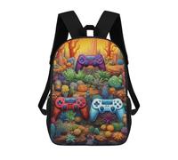 sinyumoney Fantasy Game Controllers in A Lush Landscape Backpacks, Kids Backpack Student School Bag 3D Printed Travel Backpacks Fashion Accessory Backpack Children Waterproof School Bags 17inch