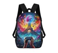 sinyumoney Fantasy Gaming Universe School Bag 3D Printed Children's School Backpack Casual Fashion Travel Backpacks for Kids School Students 17inch