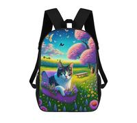 sinyumoney Fantasy Garden Cat House 3D Printed Children's 17 Inch Backpacks 3D Printed Casual School Bag for Boys Elementary And Middle