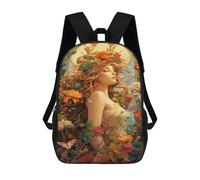 sinyumoney Fantasy Garden Goddess -2 Backpacks Kids 17inch School Backpack School Bag 3D Printed School Bag for Boys Elementary And Middle School Students