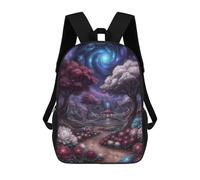 sinyumoney Fantasy Garden with Cosmic Sky Backpack School Fashion Stationery Backpack Waterproof Casual Daypacks for Men, Women & Teenage Boys 17inch