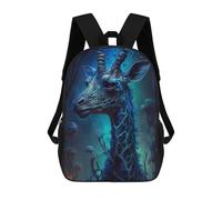 sinyumoney Fantasy Giraffe in Enchanted Forest Children's School Backpack Fashion Casual Children's Backpacks 3D Printed School Bags Boy Large Backpack 17inch