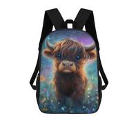 sinyumoney Fantasy Highland Cow Art Print-3 3D Printed 17inch School Bag Children's School Backpack Travel Backpacks Casual Fashion Bag for Kids School Students