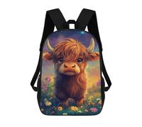 sinyumoney Fantasy Highland Cow Art Print Children's Backpacks 17inch School Backpack 3D Printed Bag Bookbag for Kids Travel Rucksacks Boy Girl Book Bags Kids School Bag