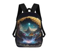 sinyumoney Fantasy Island with Pagoda Children's Backpacks School Backpack 3D Printed for Kids Travel Rucksacks Book Bags Kids 17inch School Bag