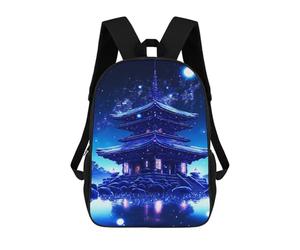sinyumoney Fantasy Japanese Pagoda Night Scene Rucksack Water Resistant Travel Backpack Computer Bag for Campus Outdoor Travel Sports 17inch