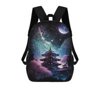 sinyumoney Fantasy Japanese Pagoda Night Sky Backpack School Bag Lightweight Casual Daypack School Backpacks for Teenage Girls Boys Women Men 17inch