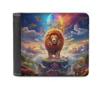 sinyumoney Fantasy Kingdom with Lion 3D Print PU Leather Wallet Credit Card Slots Minimalist Style Leather Wallet Craftsmanship Gifts 11.7cm*9.5cm