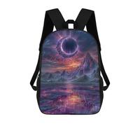 sinyumoney Fantasy Landscape with Crescent Moon Portal Backpacks 3D Printed School Bag Casual Kids Fashion School Bag for Boys Middle School Students School 17inch