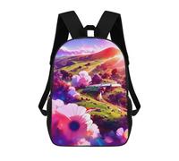 sinyumoney Fantasy Landscape with Flowers Backpack Kids School Bag Boys Cartoon 3D Print Students Schoolbag Laptop Daypack for Boys Girls 17inch
