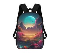 sinyumoney Fantasy Landscape with Giant Moon Backpacks 3D Printed Kids School Backpack School Bag Fashion Rucksacks for Boys Elementary And Middle School Students 17inch