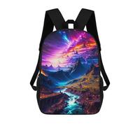 sinyumoney Fantasy Landscape with River And Mountains 3D Printed School Bag Children's School Backpack Schoolbags Travel Backpacks Casual Fashion Bag for Kids School Students 17inch