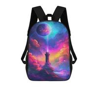sinyumoney Fantasy Lighthouse in Space 3D Printed 17inch School Bag Children's School Backpack Travel Backpacks Casual Fashion Bag for Kids School Students