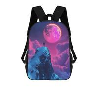 sinyumoney Fantasy Lone Figure on Mountaintop 3D Printed 17inch Kids School Backpack School Bag Fashion Rucksacks for Boys Elementary And Middle School Students