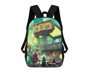 sinyumoney Fantasy Market Scene School Backpack Work Business College School for Campus Outdoor Travel Sports 17inch