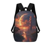 sinyumoney Fantasy Moon Sky Cityscape Children’s Backpack Girls Boys, Rucksack Bag, Daypack, Primary School, Perfect for Back to Kids School Or PE, Gifts And Travel 17inch